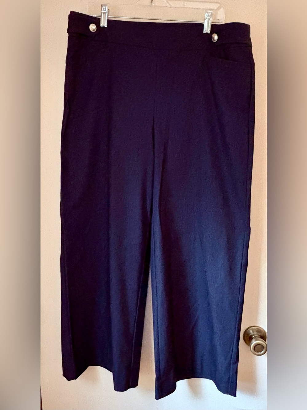 Chicos Wide Leg Navy Blue Crop Pants Pull-on Size 2.5 / 14